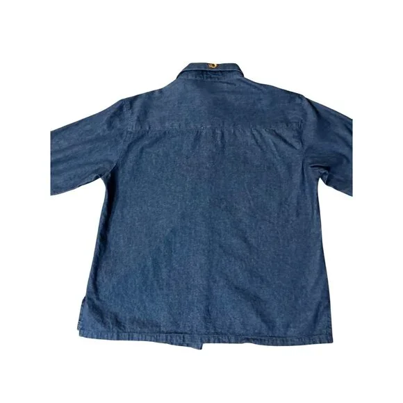 Vintage 90s Premier International Denim Blouse Womens M Removable Collar Pumpkin - Picture 16 of 16